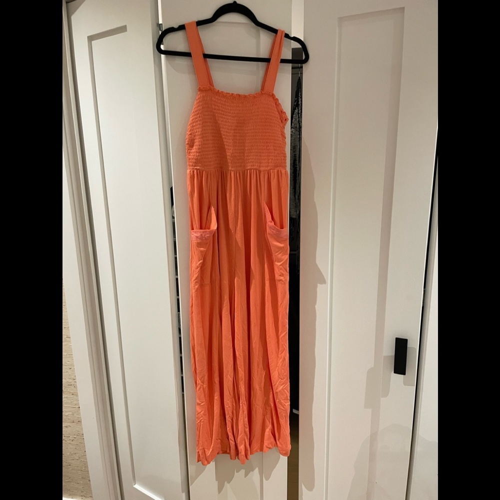 Barely worn Anthropologie orange jumpsuit